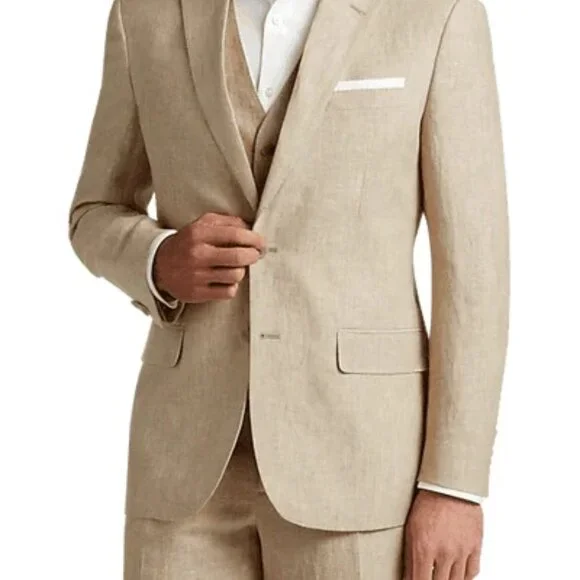 Tommy Hilfiger Men's Khaki Linen 2-PC SUIT